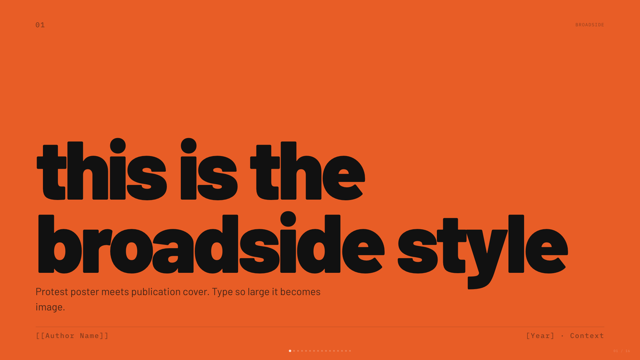 Broadside — dark editorial & fire orange