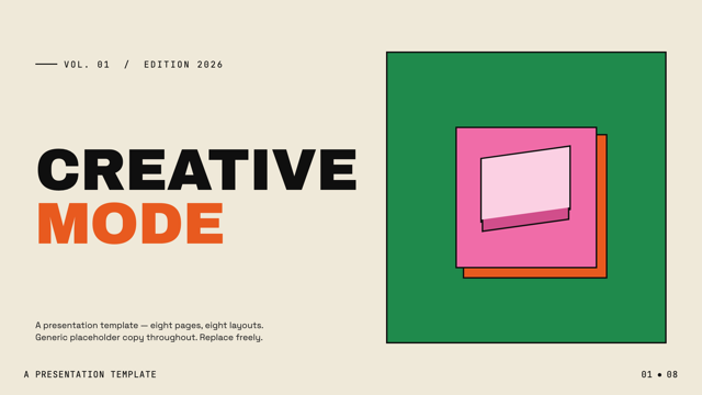 Creative Mode — cream canvas, confident color pops